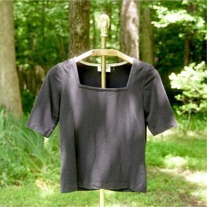 Vintage 00s Liz Claiborne Black Square Neck Top